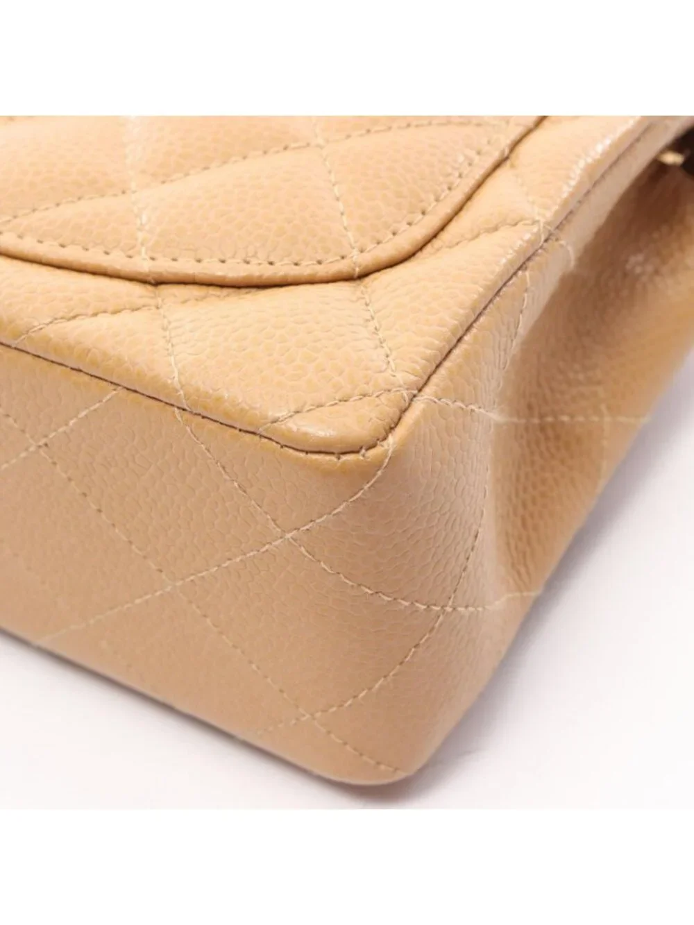 Chanel Shoulder Bag Mini Quilted Beige Calfskin Chain